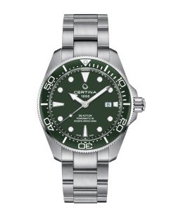 Certina DS Action Diver Powermatic 80 43mm vihreä edestä