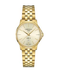 Certina DS-8 Lady 31mm kultainen kellotaulu edestä