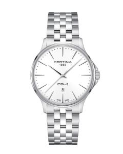 Certina DS-8 Gent valkoinen kellotaulu edestä
