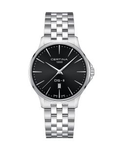 Certina DS-8 Gent ⌀40mm musta kellotaulu edestä