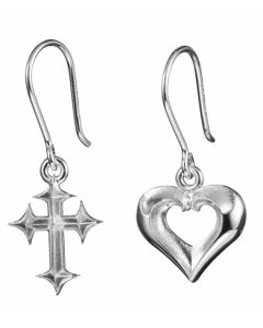 Lumoava Lumikki korvakorut risti ja sydän 554200000