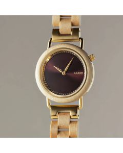 Aarni Saga Koivu 34mm viininpunainen rannekello edestä