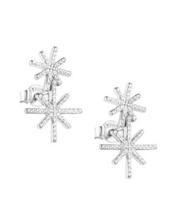 Efva Attling Beam & stars tappikorvakorut hopeaa. Korvakoruissa on tw/si timantit, joiden yhteispaino on 0.42ct. Isomman tähden koko on  13,5x13,5mm ja pienemmän tähden koko 10x10mm.