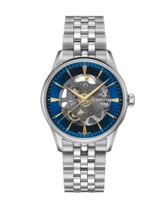 Certina DS-1 Skeleton ⌀40mm sininen edestä