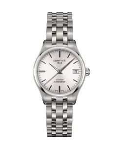 Certina DS-8 Lady hopeanvärinen kellotaulu edestä