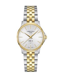 Certina DS-8 Lady 31mm hopeinen kellotaulu edestä