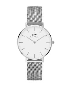 Daniel Wellington Petite Sterling 28mm DW00100220 mesh-valkoinen