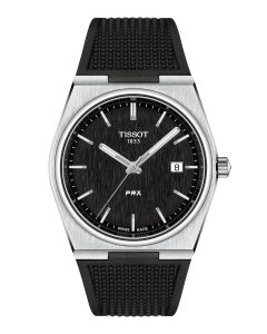 Tissot PRX 40mm musta kellotaulu edestä