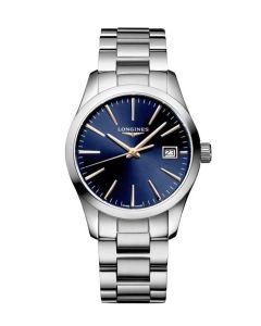Longines Conquest Classic 34mm sininen edestä