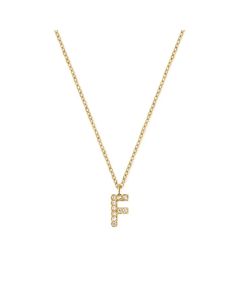 Mockberg Petite Stone Letter Kaulakoru MB0076 F-kirjain zirkonia 18K kullanväri teräs