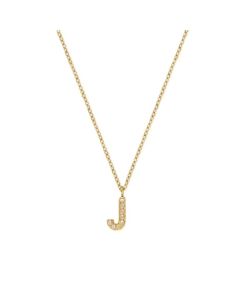Mockberg Petite Stone Letter Kaulakoru MB0080 J-kirjain kulta-pvd-teräs-zirkonia