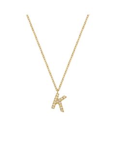 Mockberg Petite Stone Letter Kaulakoru MB0081 k-kirjain kulta teräs zirkonia
