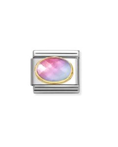 Nomination GOLD Lightblue/rose stone Teräspala 030612/035