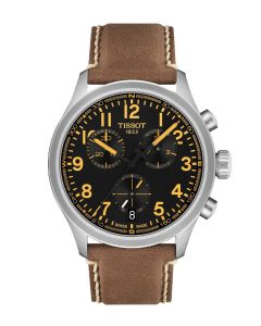 Tissot Chrono L T1164171605201 musta kronografi ruskea nahka