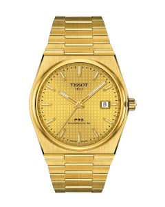 Tissot PRX Powermatic 80 40mm samppanja taululla edestä
