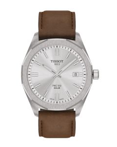 Tissot PRC 100 Solar 39mm hopea edestä