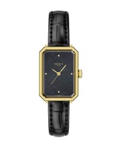 Tissot SRV musta helmiäinen nahkaranneke - edestä