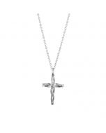 Lumoava Aarre risti hopeaa säädettävällä 42/45cm hopeaketjulla. Suunnittelija Kristian Saarikorpi.