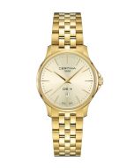 Certina DS-8 Lady 31mm kultainen kellotaulu edestä