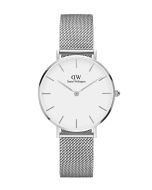 Daniel Wellington Petite Sterling 28mm DW00100220 mesh-valkoinen