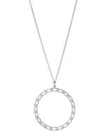 Solina-riipus. Ketjun pituus 85cm. Korun halkaisija on 53mm. Heikki Hartikainen sai inspiraationsa Solinaan veden liikkeestä purossa. Aaltomainen muoto muistuttaa laineita ja pallot aaltojen sivuilla kertovat kuplista, jotka muodostuvat veden riemukkaassa