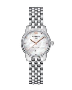 Certina DS-8 Lady 27,5mm vaalea helmiäinen kellotaulu edestä