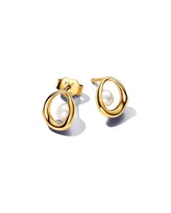 Aaltoileva soikio ja käsitelty makeanveden viljelty helmi -nappikorvakorut