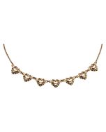 Suloiset pienet sydämet ja pronssin lämmin hehku kaulallasi. Säädettävä pituus 45/42 cm. Saatavissa myös hopeisena ja kultaisena.