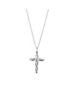 Lumoava Aarre risti hopeaa säädettävällä 42/45cm hopeaketjulla. Suunnittelija Kristian Saarikorpi.